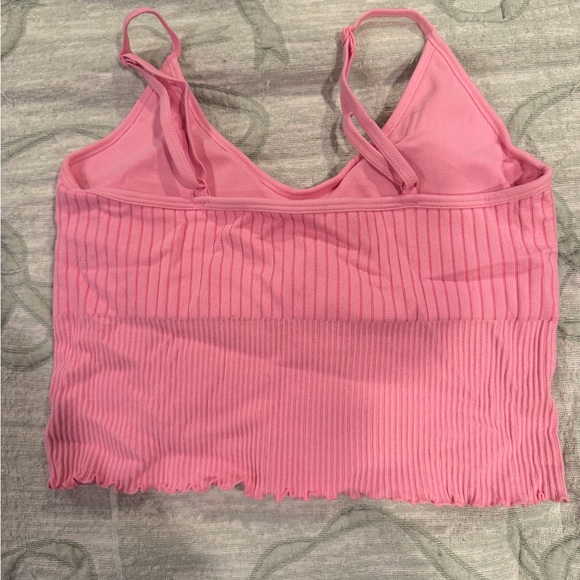 Pink Ribbed Crop Top - Picture 2 of 4